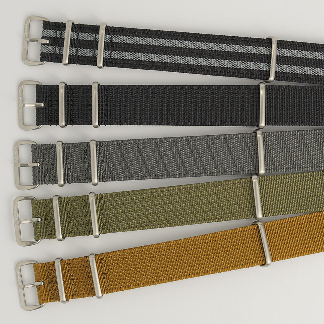 Ribbed Military Nylon Watch Strap - Charcoal Gray