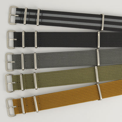 Ribbed Military Nylon Watch Strap - Black