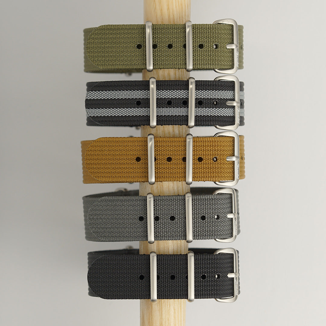 Ribbed Military Nylon Watch Strap - Charcoal Gray