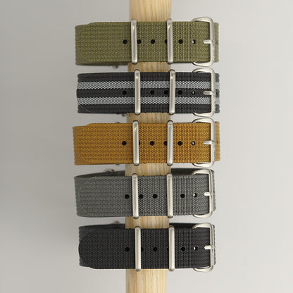 Ribbed Military Nylon Watch Strap - Black