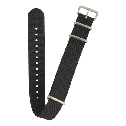 Ribbed Military Nylon Watch Strap - Black