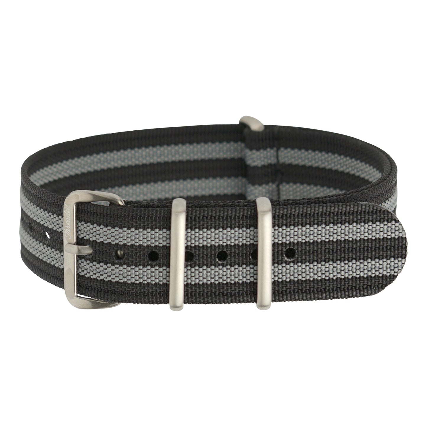 Ribbed Military Nylon Watch Strap - Black & Gray