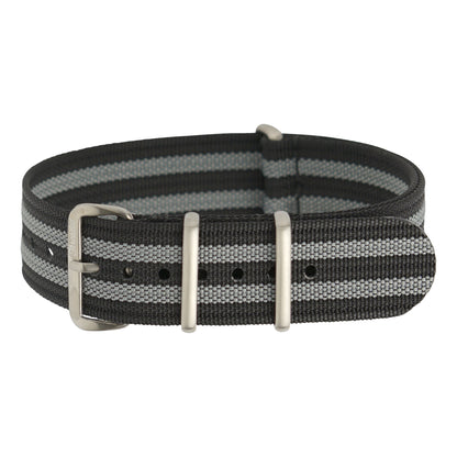 Ribbed Military Nylon Watch Strap - Black & Gray