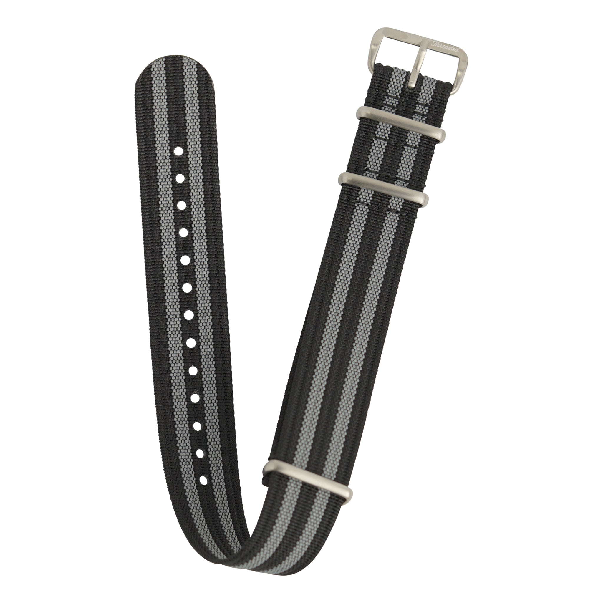 Ribbed Military Nylon Watch Strap - Black & Gray