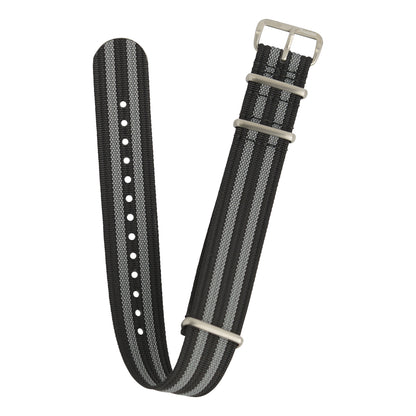 Ribbed Military Nylon Watch Strap - Black & Gray