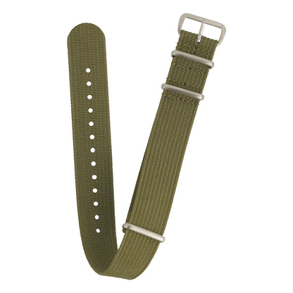 Ribbed Military Nylon Watch Strap - Olive Green