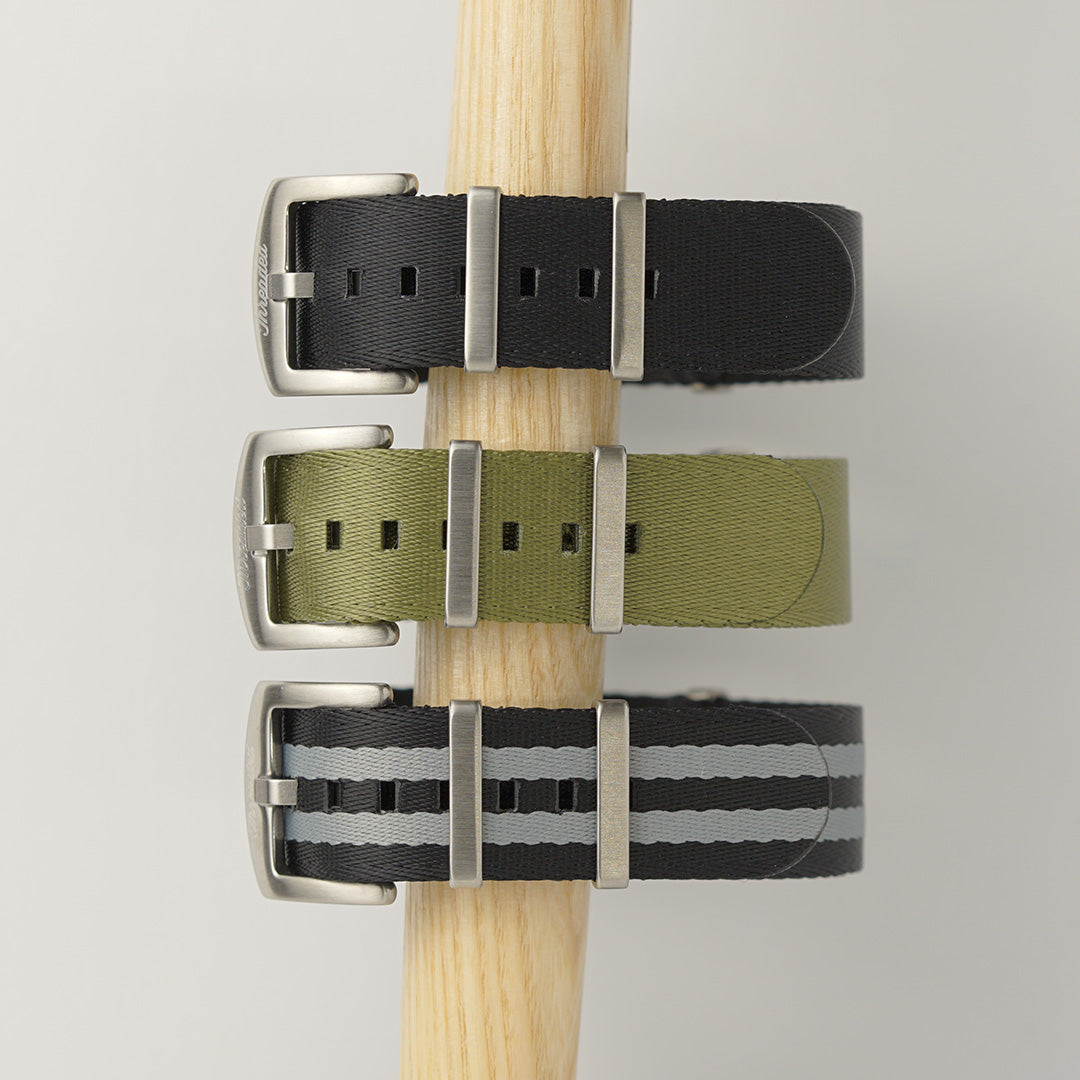Seatbelt Military Nylon Watch Strap - Black & Gray