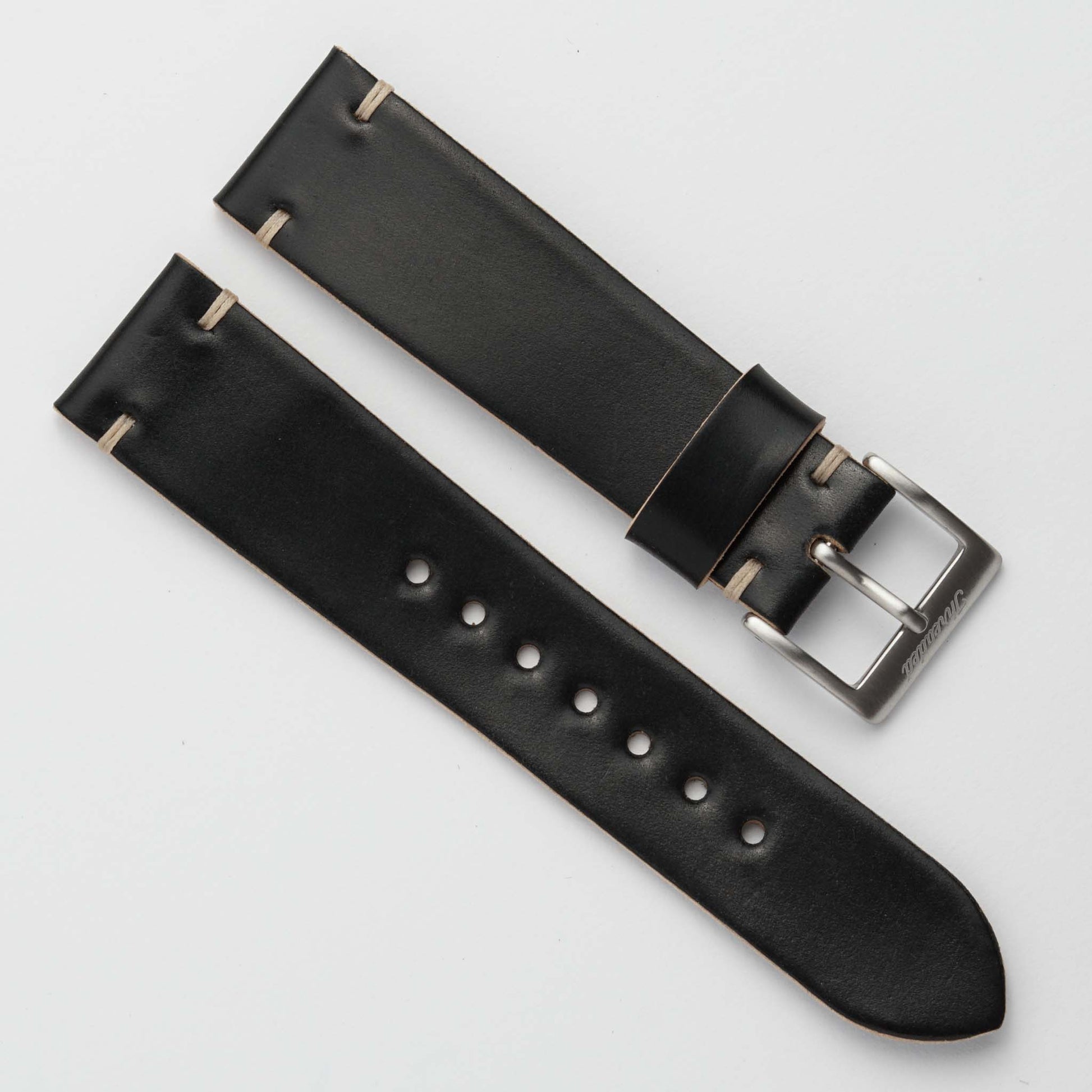 Horween Black Shell Cordovan Watch Strap | Threaded Leather Co.
