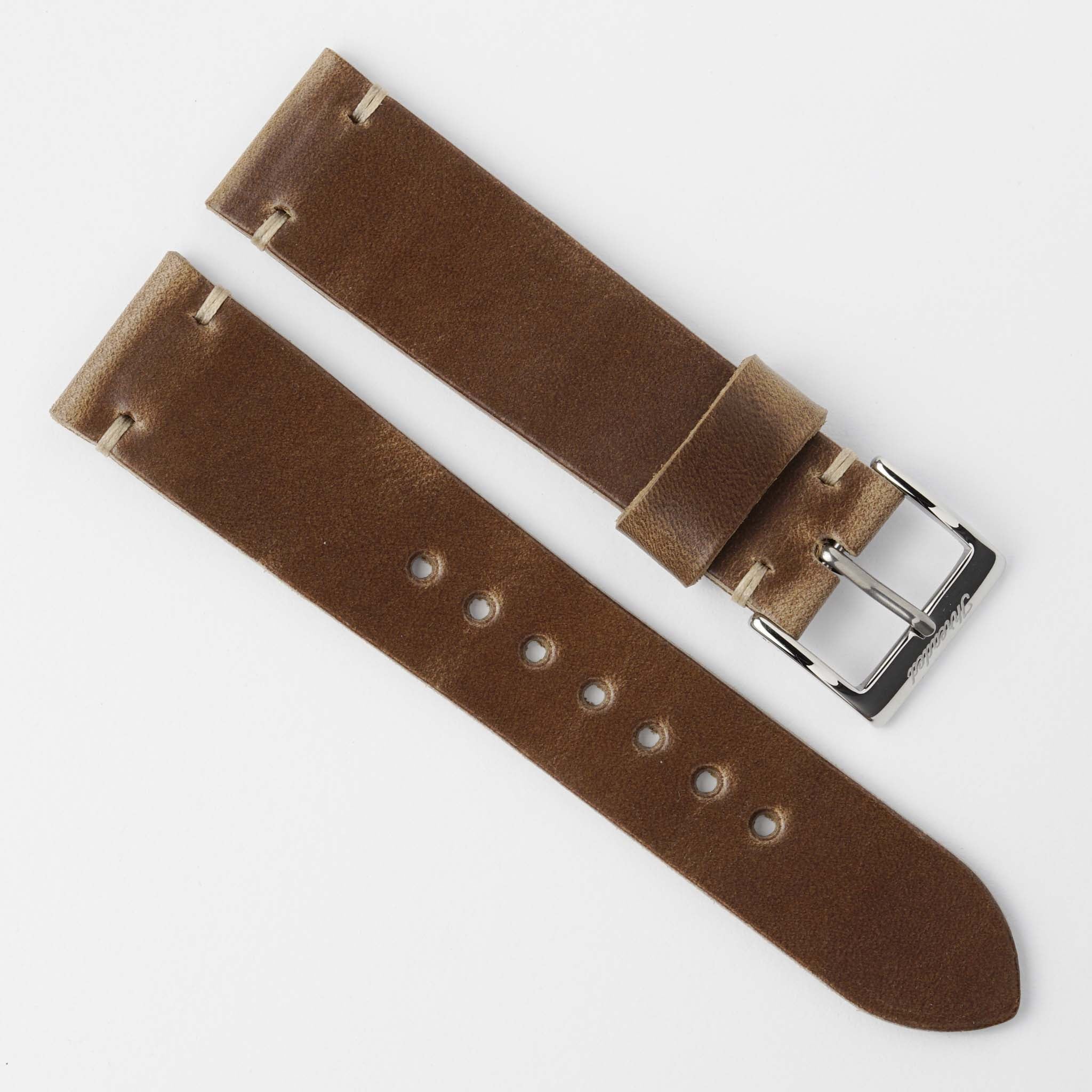 Horween Chromexcel Brown Unlined Racing Leather fashion Watch Strap