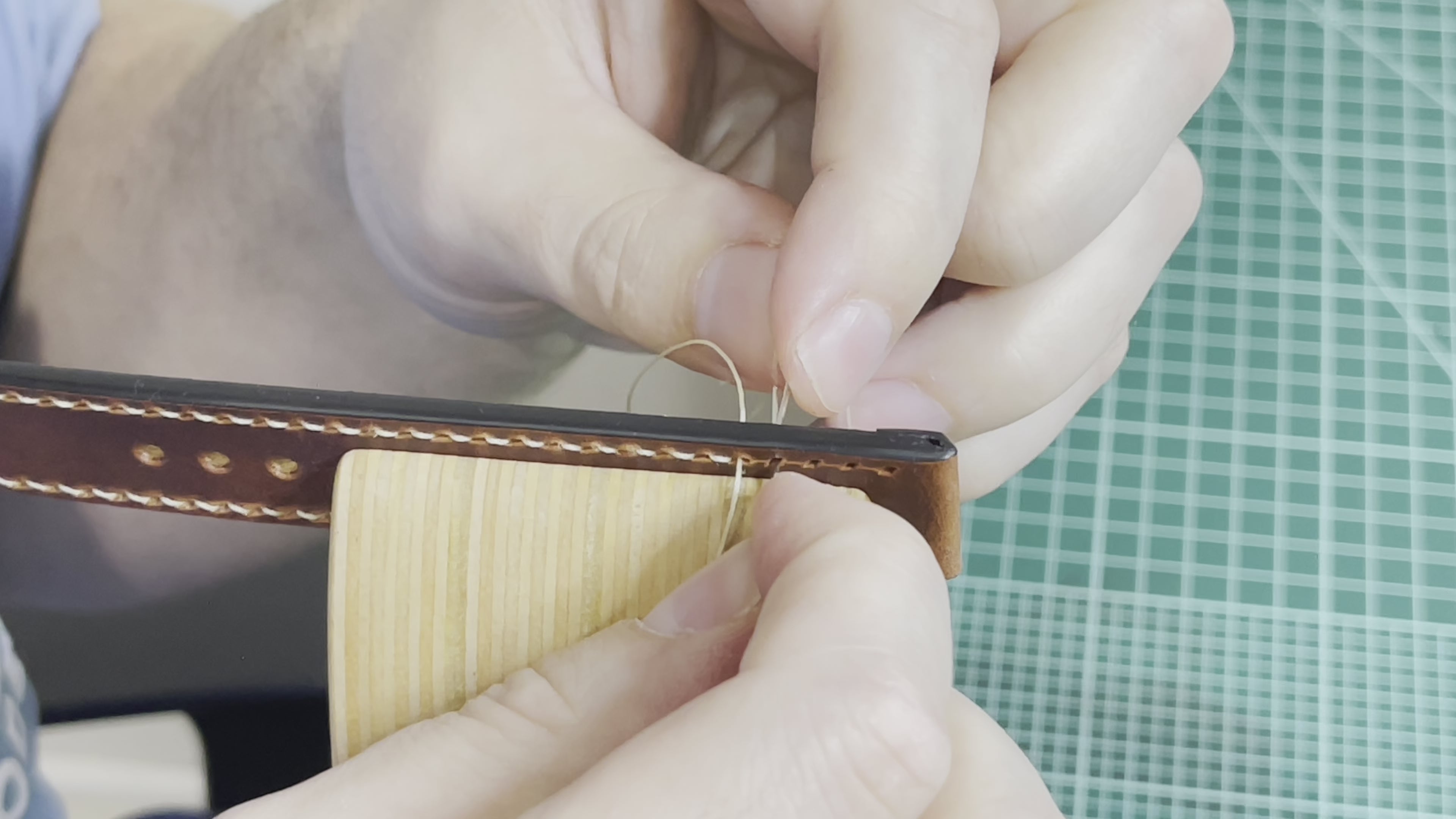 Load video: Horween Black Chromexcel | Black Thread