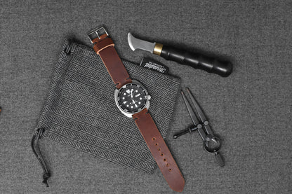Horween English Tan Dublin Leather Watch Strap, Black Thread