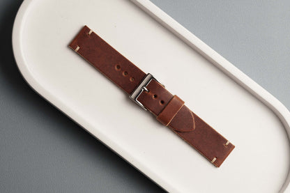 Horween English Tan Dublin Leather Watch Strap, Natural Thread
