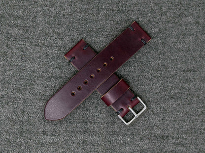 Horween Color 8 Chromexcel Leather Watch Strap, Black Thread